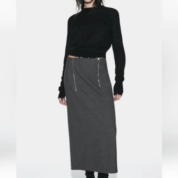 Zara ZW Collection Zippered Pencil Skirt With